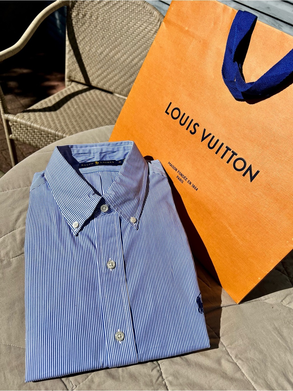 NWT Polo Ralph Lauren Blue White Stripe Button Down Shirt Mens XL 100% cotton